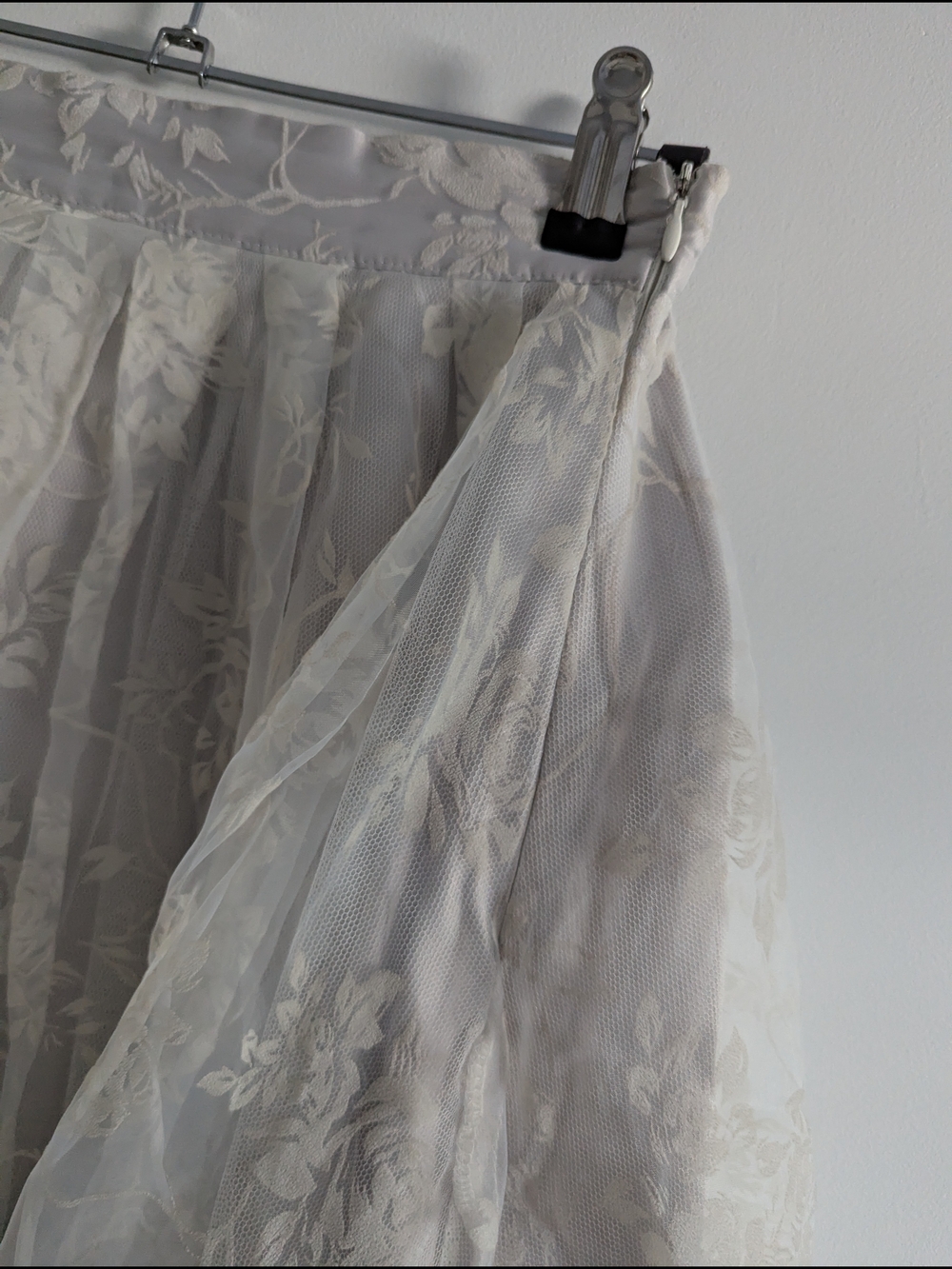 Silver Floral Velvet Chiffon Midi Skirt - Picture 6 of 7
